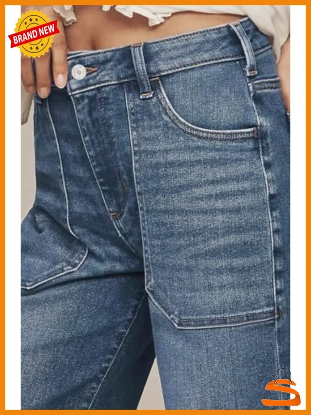 High Waisted Wide Leg Baggy Jean with Front Pockets
